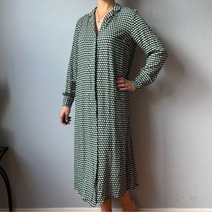 Geometric green Button Up Shirt Dress